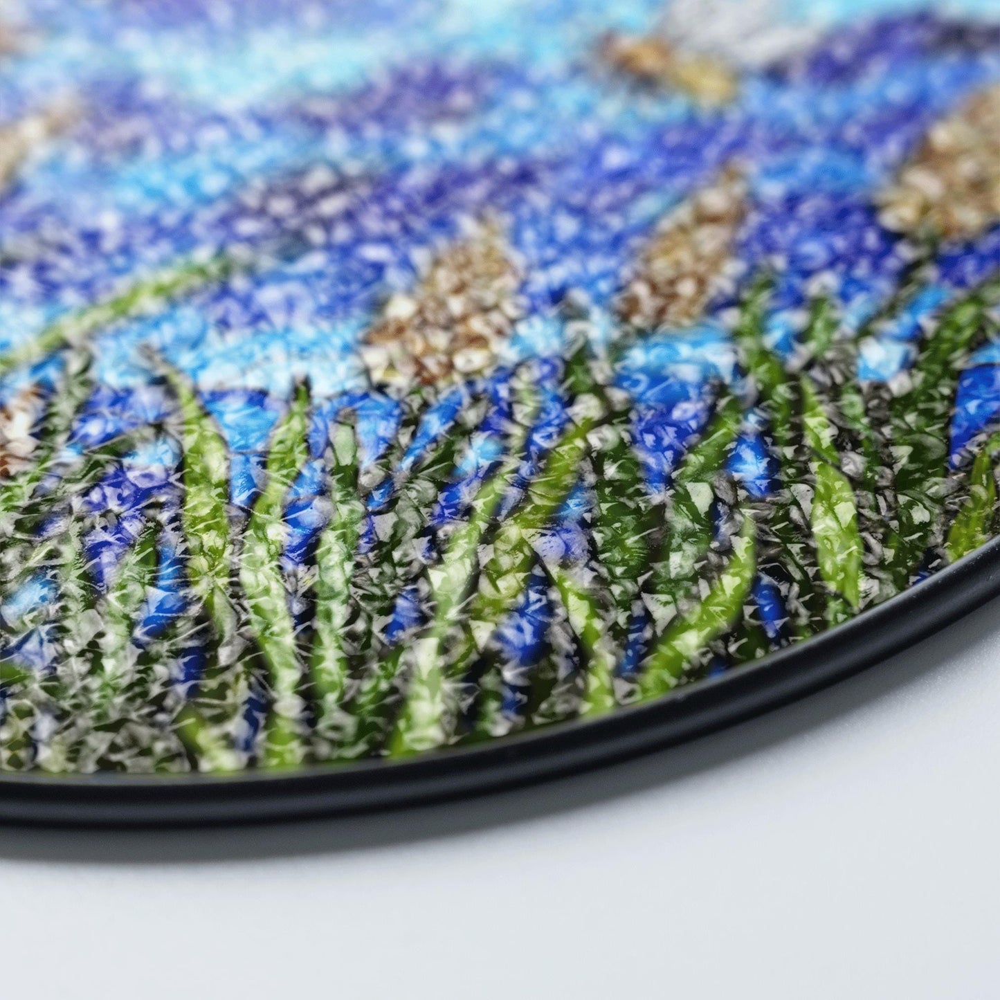 Bees and Wildflowers Blue Stained Glass Suncatcher Window Decor Gift for Nature Lover