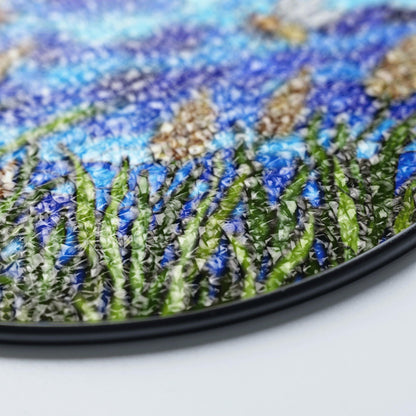 Bees and Wildflowers Blue Stained Glass Suncatcher Window Decor Gift for Nature Lover