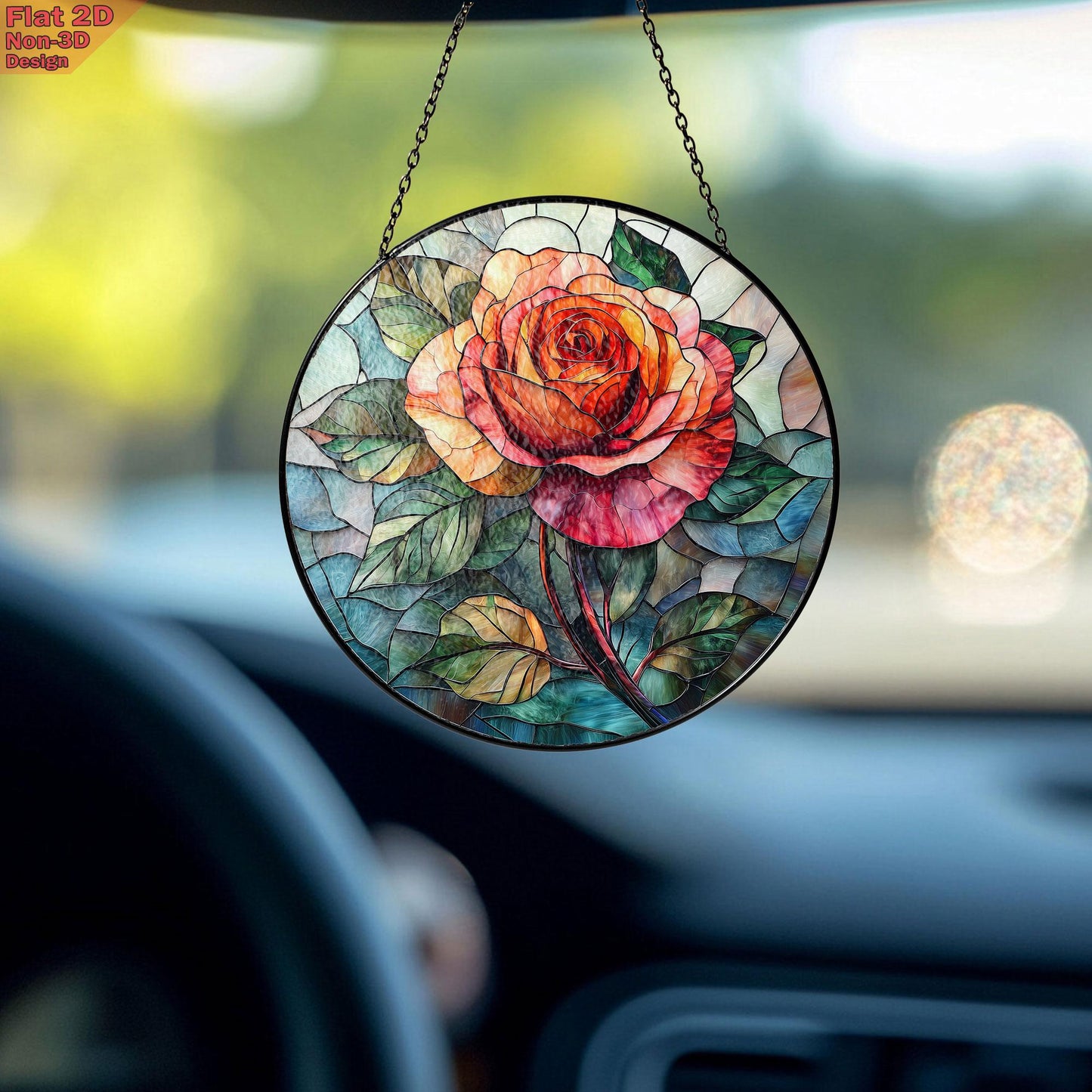 Rose Bouquet Stained Glass Suncatcher, Style Wall and Window Decoration, Special Gifts for Women, Rose Flowers Gifts, June Birthday Gift