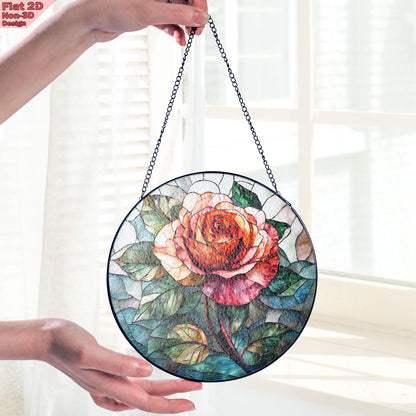 Rose Bouquet Stained Glass Suncatcher, Style Wall and Window Decoration, Special Gifts for Women, Rose Flowers Gifts, June Birthday Gift
