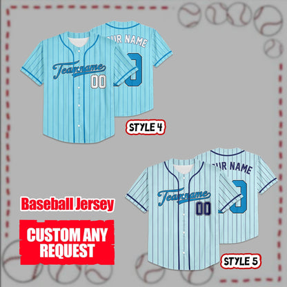 Custom Blue Collection Baseball Jersey, Personalized Name Number Sports Team Uniform Wedding Jerseys Gifts for Men Women Kids Toddler Fan