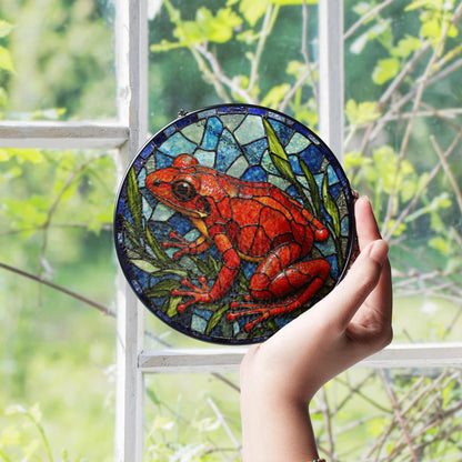 Red Frog Stained Glass Jungle Animal Suncatcher Forest Window Decor Gift for Nature Lover