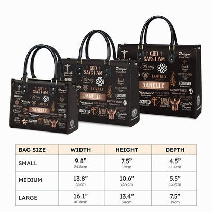 God Says I Am Handbag, Personalized Christian Affirmations Tote, Custom Name Bible Verse Purse, Identity In Christ Gift for Women