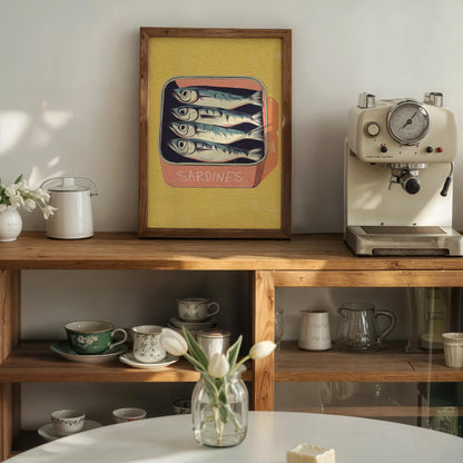 Retro Sardine Tin Print: Quirky Kitchen Wall Art
