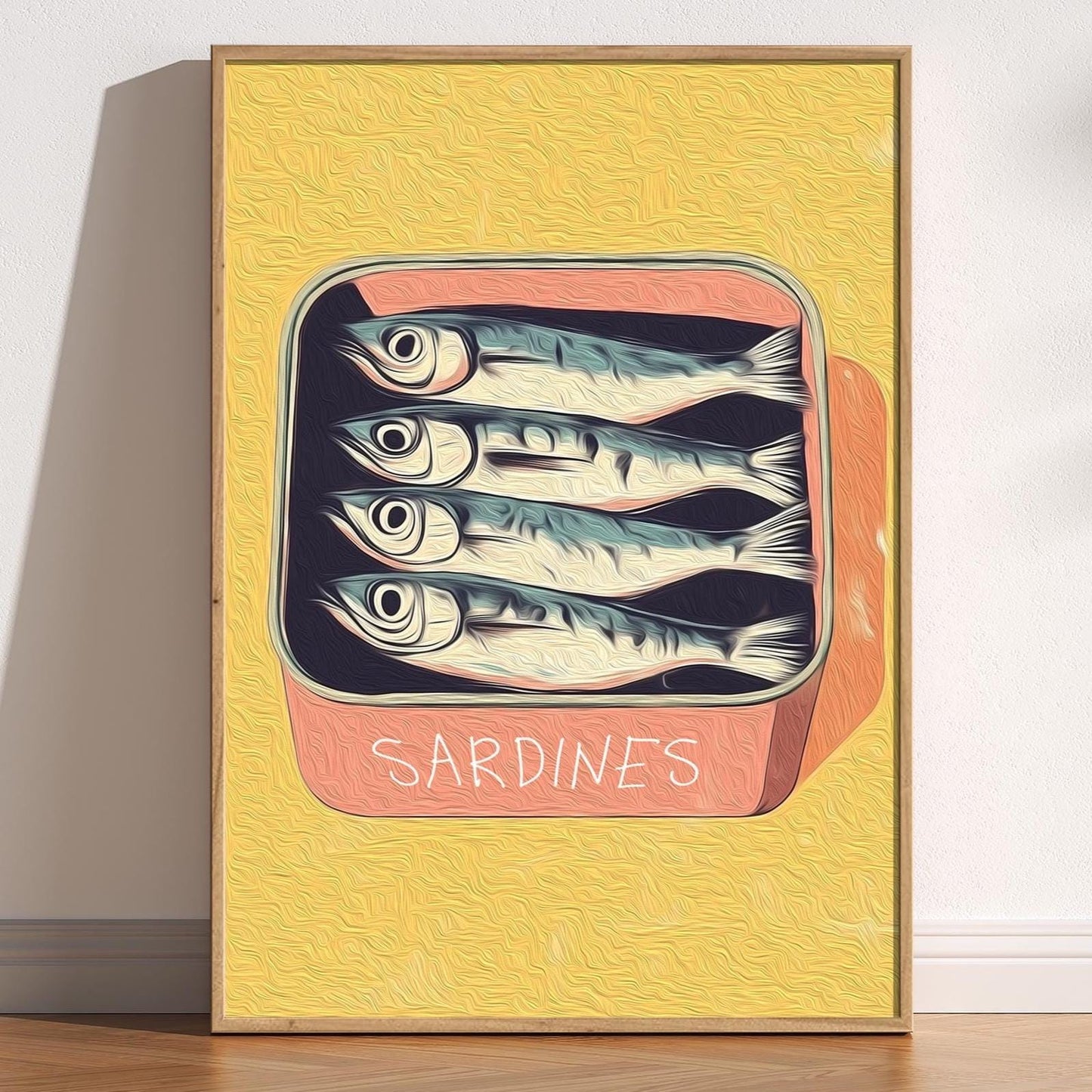 Retro Sardine Tin Print: Quirky Kitchen Wall Art