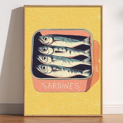 Retro Sardine Tin Print: Quirky Kitchen Wall Art