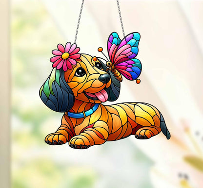 Mother's day gift set 2025, Dachshund and Butterfly ACRYLIC Window Hanging, Dachshund Lover Decor, Dachshund Mom Gift,Gift For Dachshund Mom