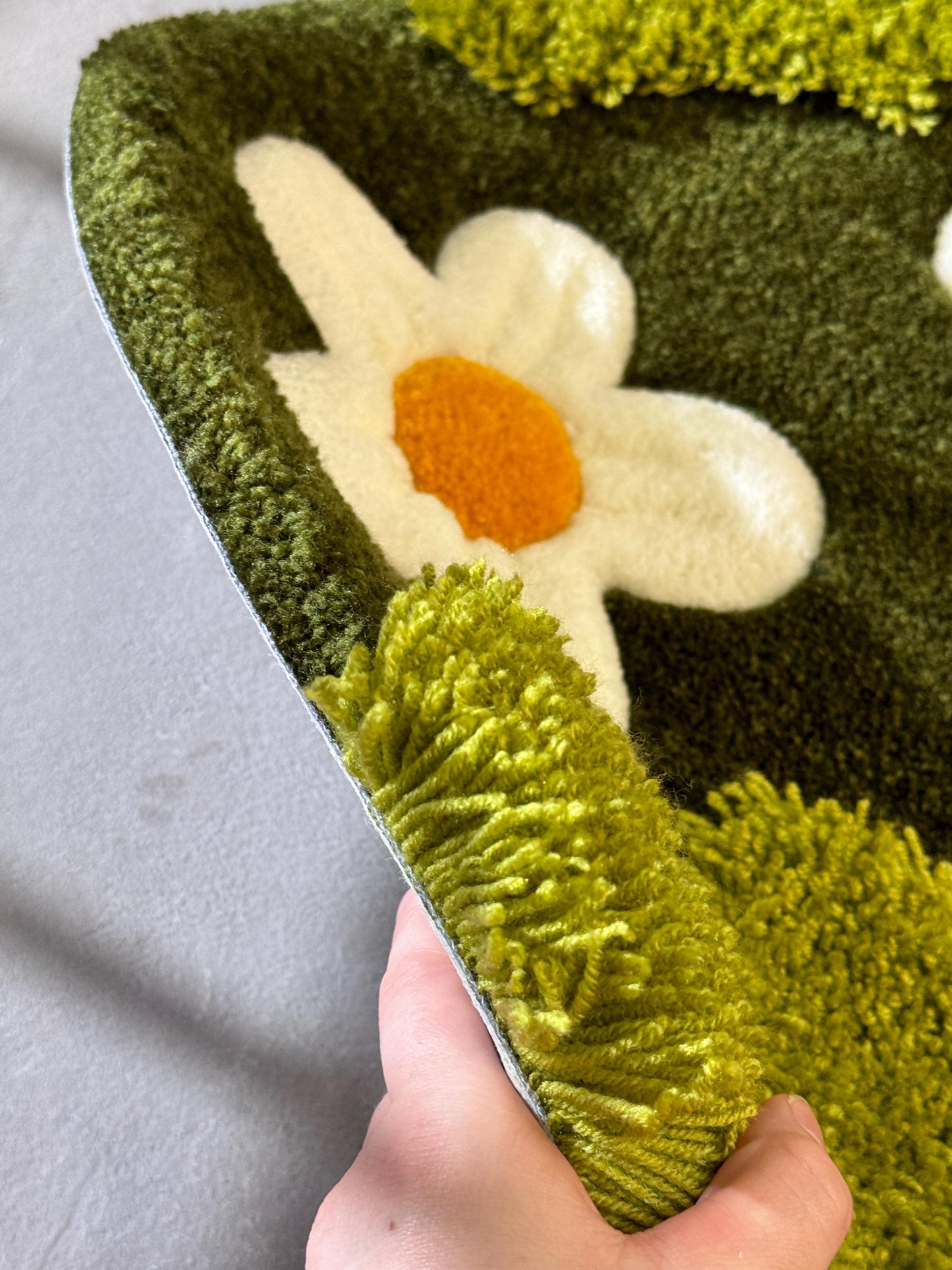 Daisy Moss Rug, 3D Moss Rug, Сhamomile Field rug, Grass Rug, Landscape rug, Area Rug, Gift for Her, 3D Moss Meadow Rug with Daisies