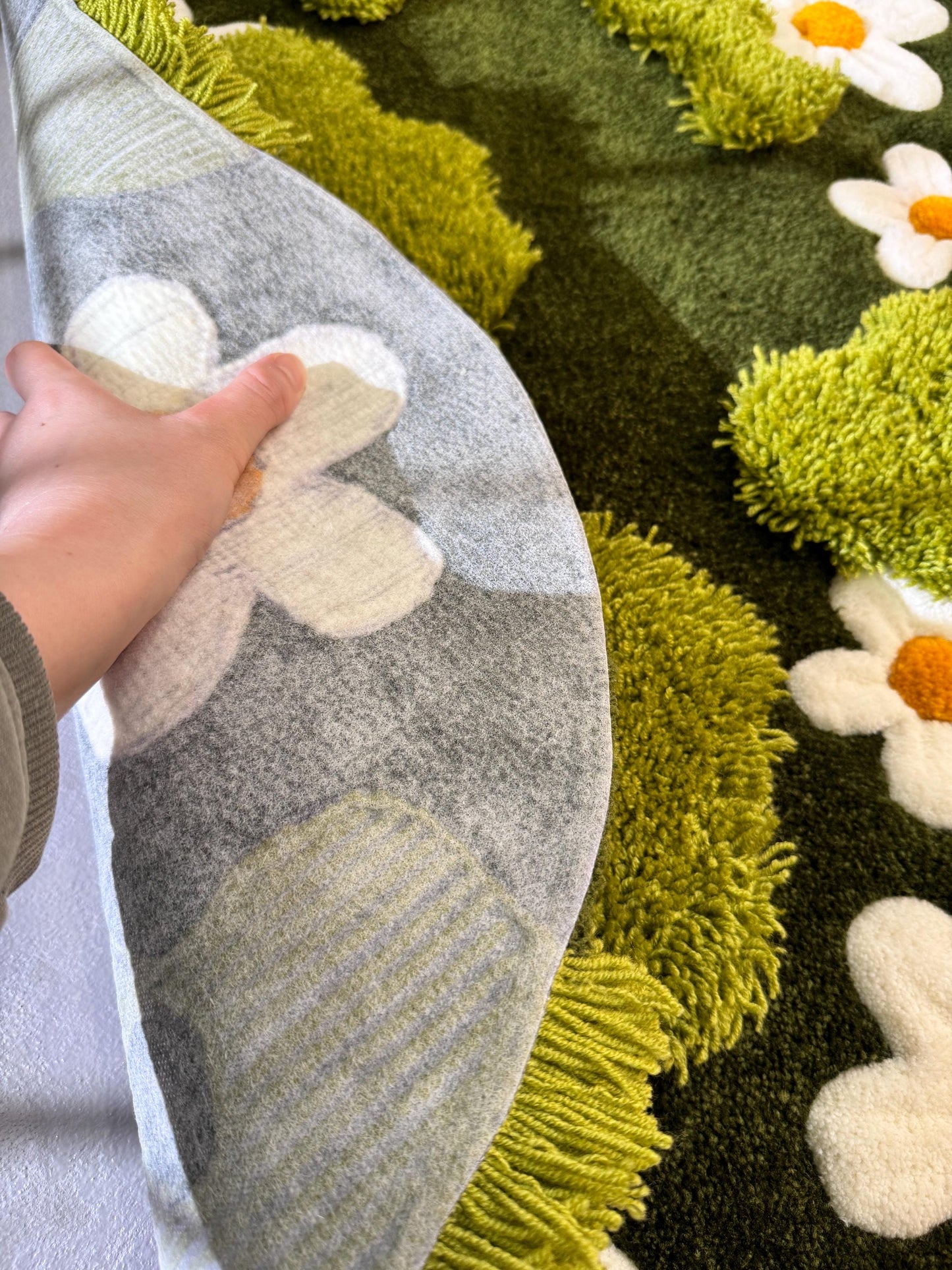 Daisy Moss Rug, 3D Moss Rug, Сhamomile Field rug, Grass Rug, Landscape rug, Area Rug, Gift for Her, 3D Moss Meadow Rug with Daisies