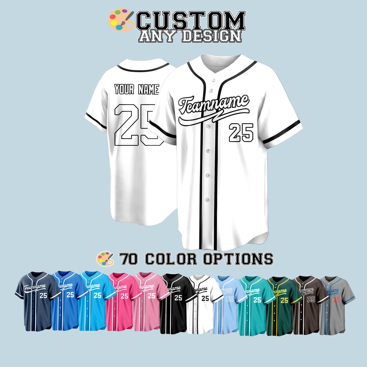 Custom Baseball Jersey with Embroidered Team Name and Number – Personalized Uniform for Sports Teams, Fans, Events and Gift Ideas