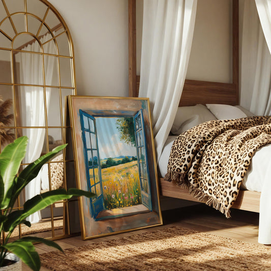 Open Window Henri Matisse Print, Henri Matisse Style Fauvism Painting, Modern Exhibition, Window To Countryside Fields View, Floral Meadow