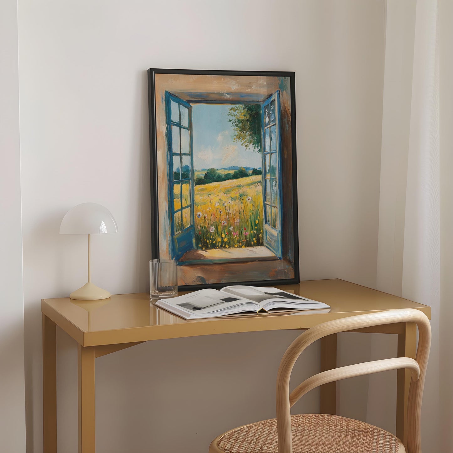 Open Window Henri Matisse Print, Henri Matisse Style Fauvism Painting, Modern Exhibition, Window To Countryside Fields View, Floral Meadow