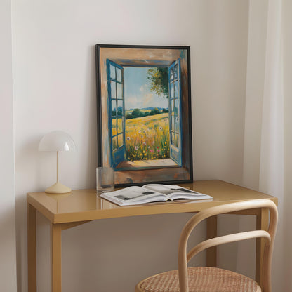 Open Window Henri Matisse Print, Henri Matisse Style Fauvism Painting, Modern Exhibition, Window To Countryside Fields View, Floral Meadow