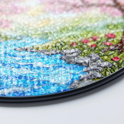 Cherry Blossom River Spring Stained Glass Suncatcher Nature Window Decor Gift for Mom