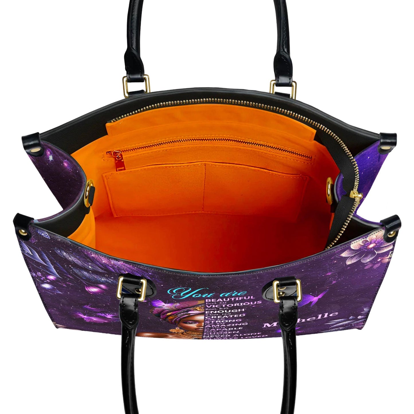 Personalized Leather Handbag Custom Name, Christian Gift, Gifts for Women, You Are Beautiful Victorious Bag, African American Woman Design