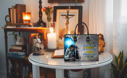 Spiritual Warrior Tote Bag, Personalized Christian Gift for Black Woman, Knight of Faith Purse, Even In The Storm Custom Name Handbag