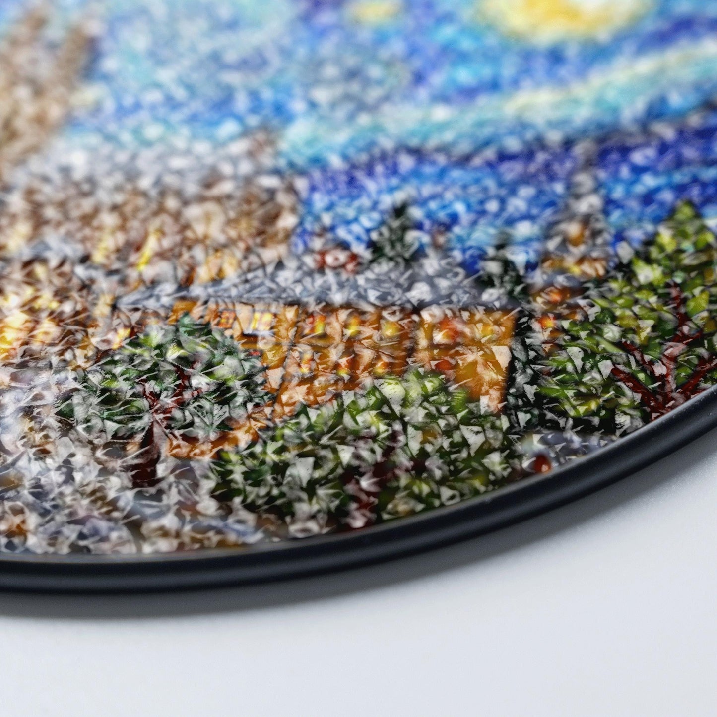 cathedral under starry sky round stained glass style suncatcher gift for architecture lover