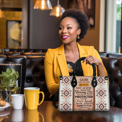 Personalized Leather Handbag Custom Name, Christian Gift, Gifts for Women, God Says You Are Bag, Tribal & Inspirational Design