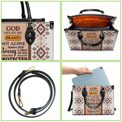 Personalized Leather Handbag Custom Name, Christian Gift, Gifts for Women, God Says You Are Bag, Tribal & Inspirational Design