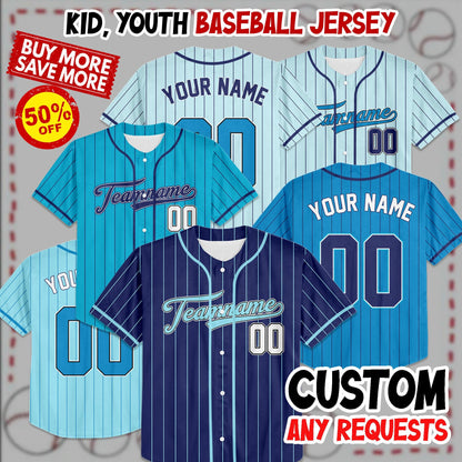 Custom Blue Collection Baseball Jersey, Personalized Name Number Sports Team Uniform Wedding Jerseys Gifts for Men Women Kids Toddler Fan
