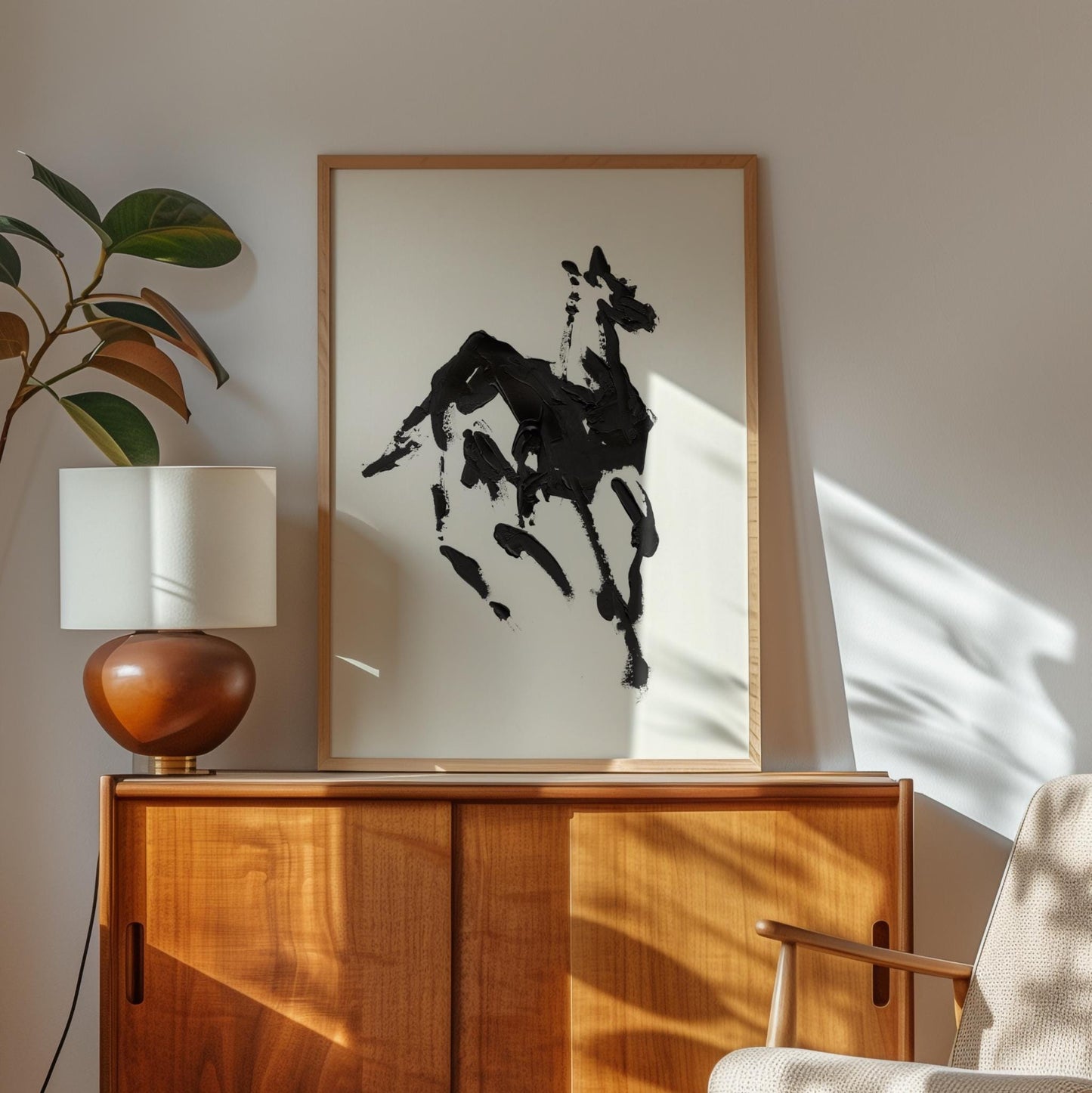 Minimalist Horse Art Print: Antique Equestrian Farmhouse Decor