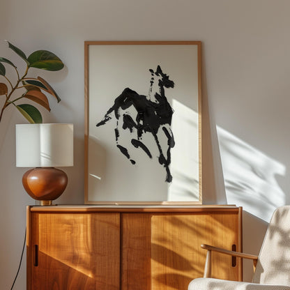 Minimalist Horse Art Print: Antique Equestrian Farmhouse Decor