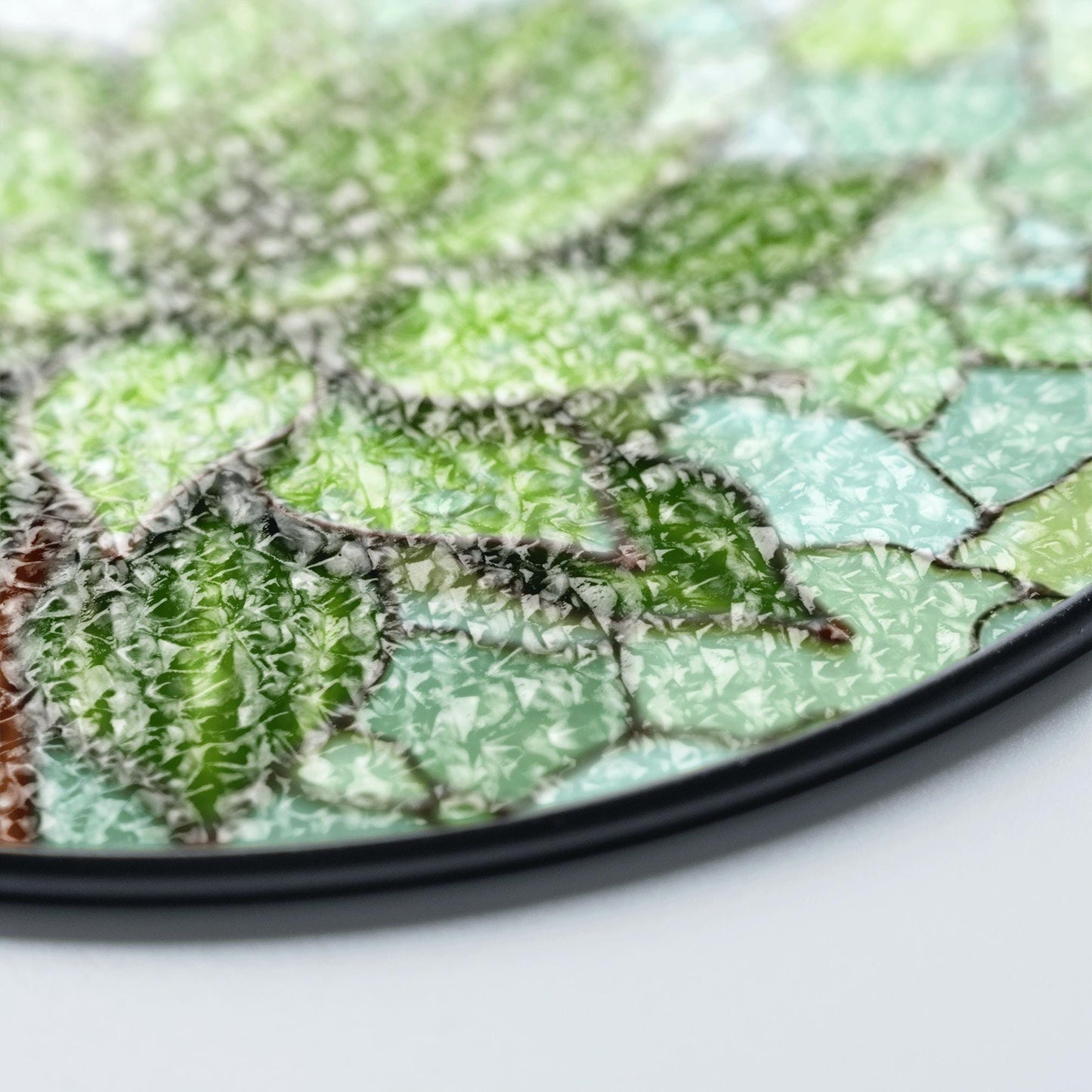Green succulent art glass round suncatcher plant window decor gift for plant lover or garden mom