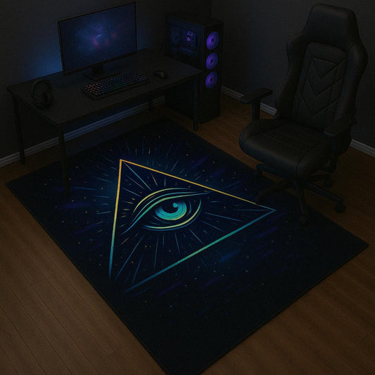 Cyberpunk Mythology Rug Collection – Anubis, Samurai, Bastet, Serpent & Eye Rugs for Gamers