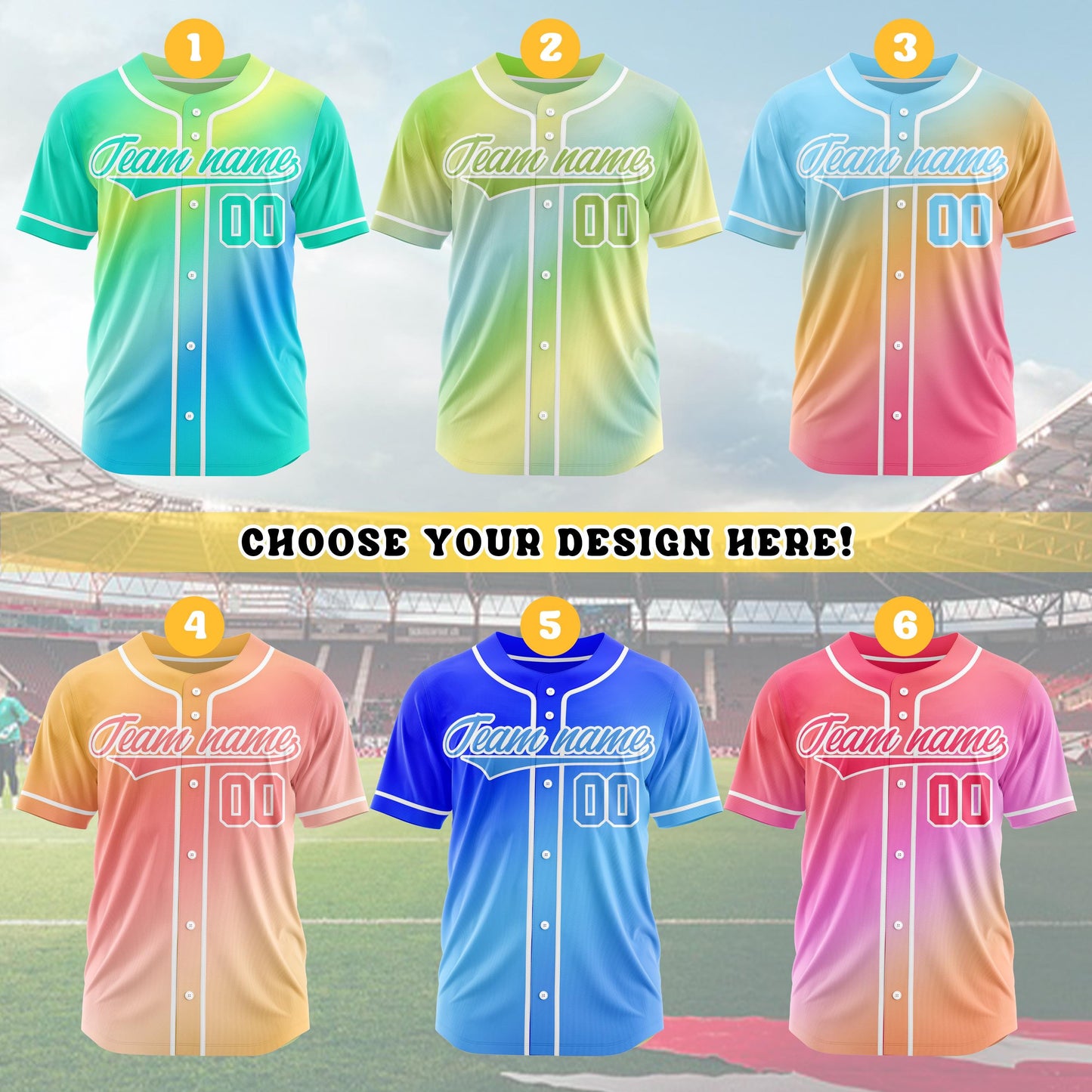 Custom gradient baseball uniform personalized name number player team jersey, cheerleading uniforms, for men women youths Toddler