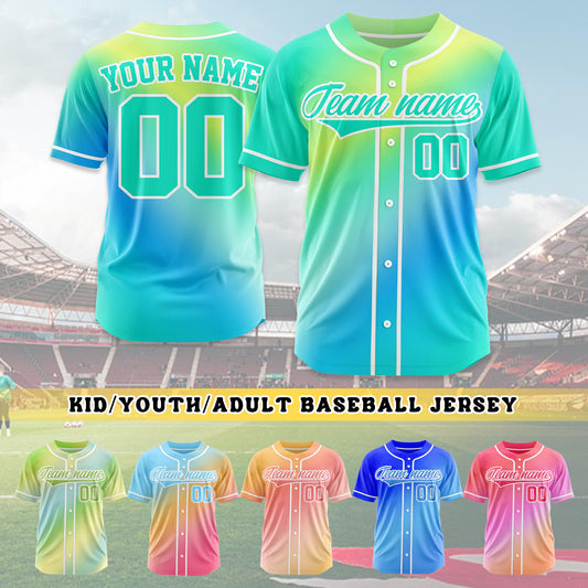 Custom gradient baseball uniform personalized name number player team jersey, cheerleading uniforms, for men women youths Toddler