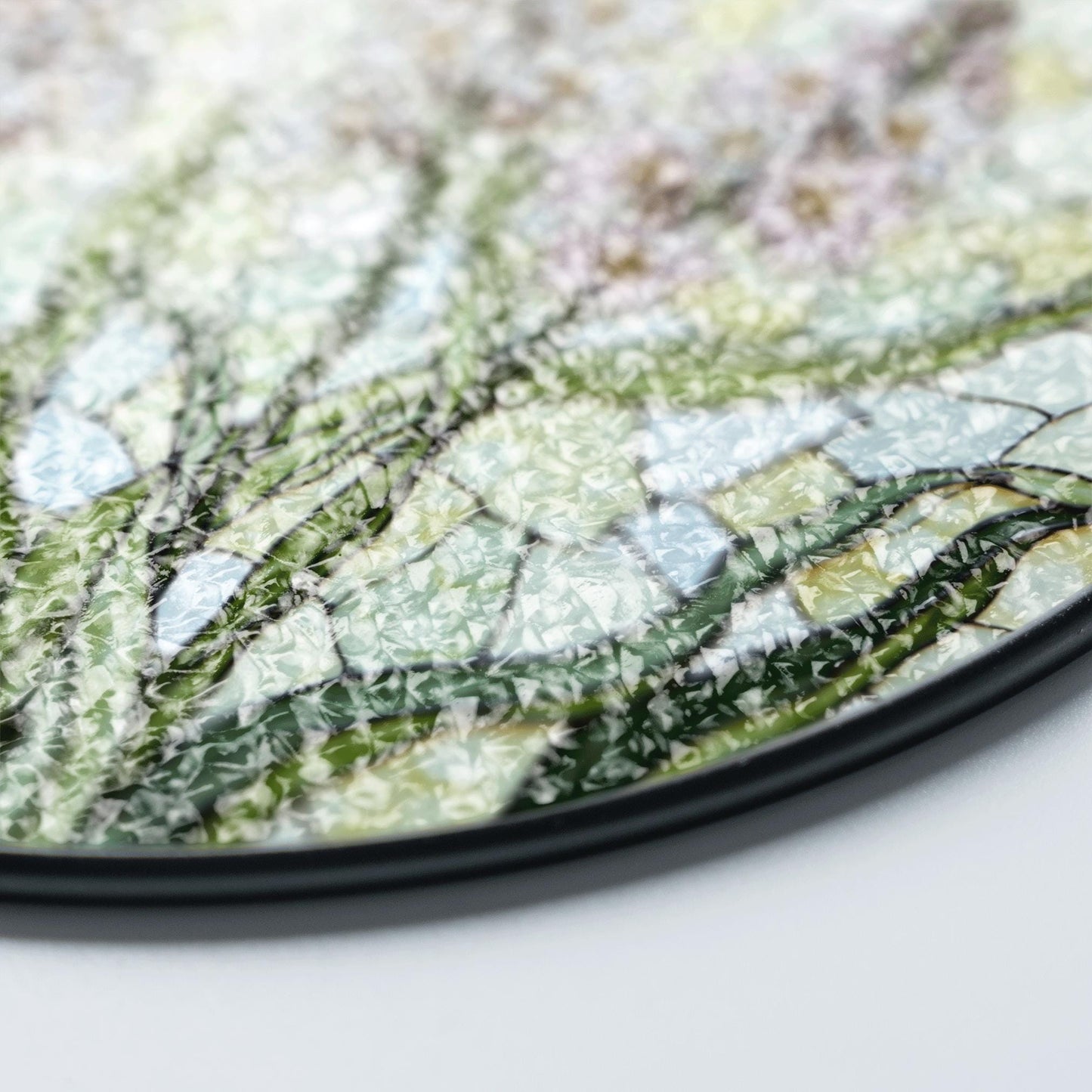 Wildflower stained glass garden art suncatcher round floral panel gift for plant lover