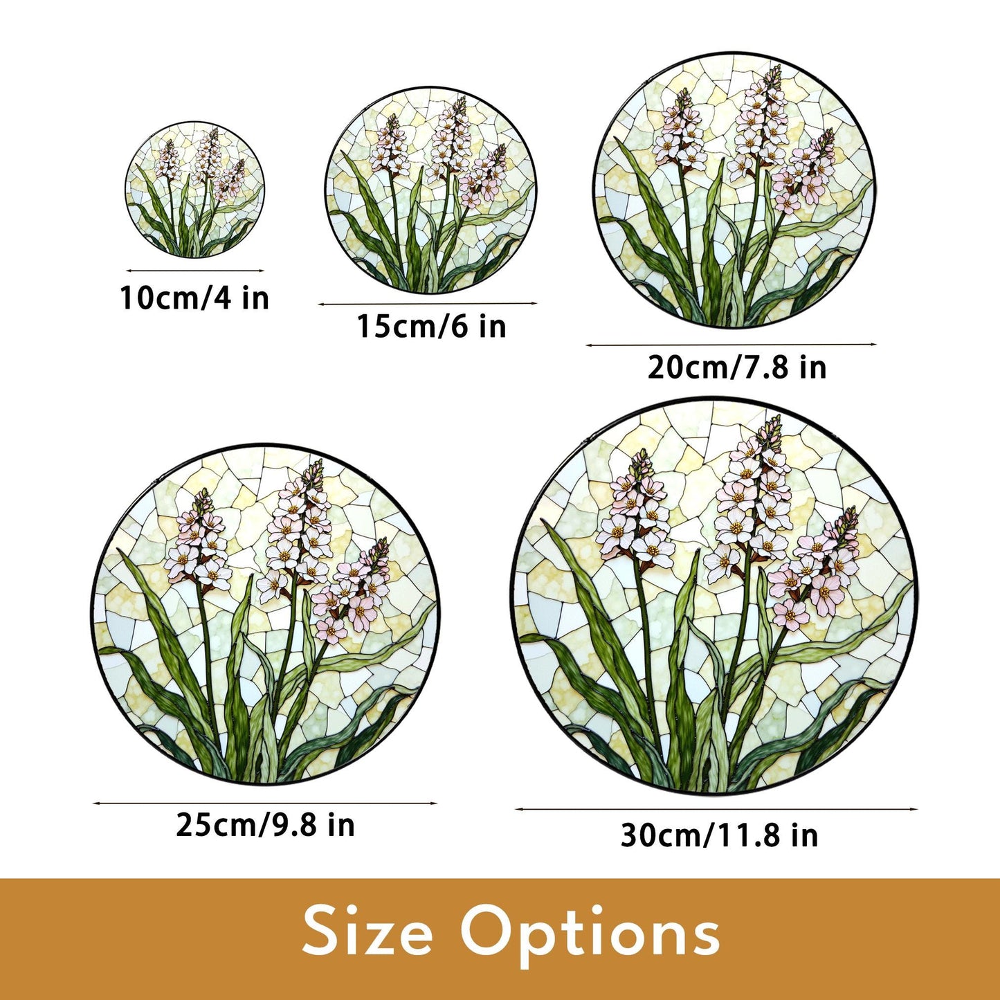 Wildflower stained glass garden art suncatcher round floral panel gift for plant lover
