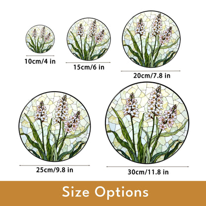 Wildflower stained glass garden art suncatcher round floral panel gift for plant lover