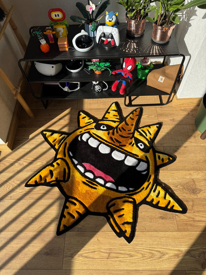 Handmade custom Sun Wool Rug: Tufted Anime Carpet