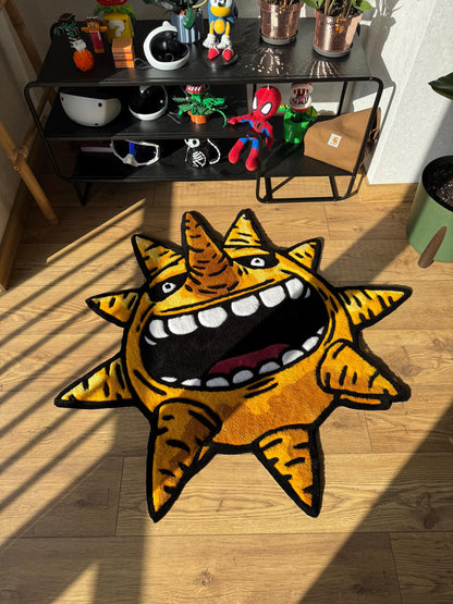 Handmade custom Sun Wool Rug: Tufted Anime Carpet