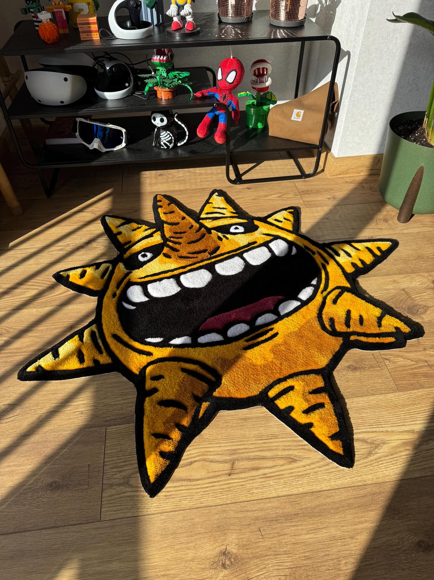 Handmade custom Sun Wool Rug: Tufted Anime Carpet