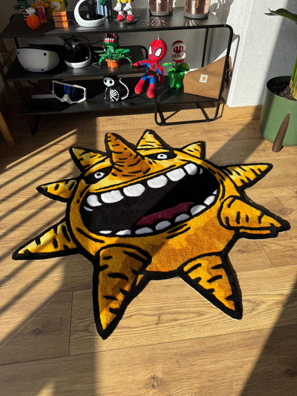 Handmade custom Sun Wool Rug: Tufted Anime Carpet