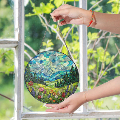 Mountain Meadow Wildflowers Nature Suncatcher Handmade Window Decor Gift for Nature Lover