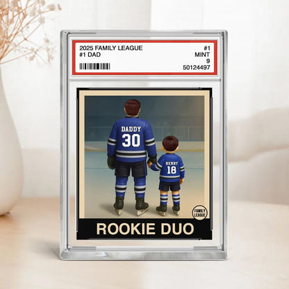 Hockey No. 1 Dad Man & Kids Trading Card Style Personalized Acrylic Block Plaque, Firefighter Fathers Day Gift,Hockey Lover Gift For Husband