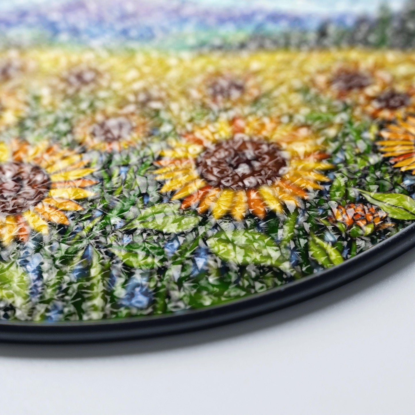 Sunflower Field Mountain Landscape Suncatcher Handmade Glass Window Decor Gift for Mom