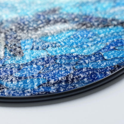 Whale Swimming in Ocean Blue Round Stained Glass Suncatcher Gift for Ocean Lovers