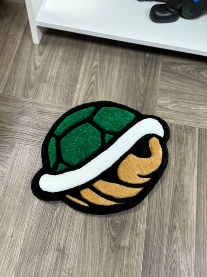 Handmade Green Shell Tufted Rug: Gamer Room Decor