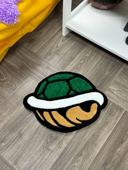 Handmade Green Shell Tufted Rug: Gamer Room Decor
