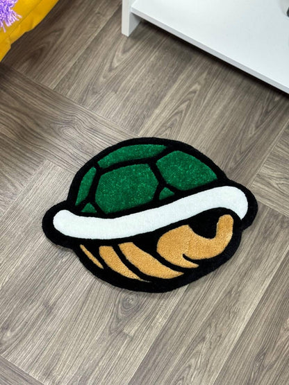 Handmade Green Shell Tufted Rug: Gamer Room Decor