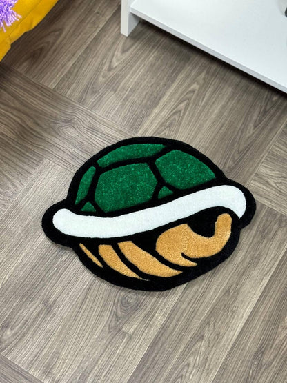 Handmade Green Shell Tufted Rug: Gamer Room Decor