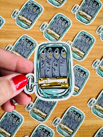 Sardines in a Can | Vinyl Sticker Decal | Water resistant | Foodie sticker