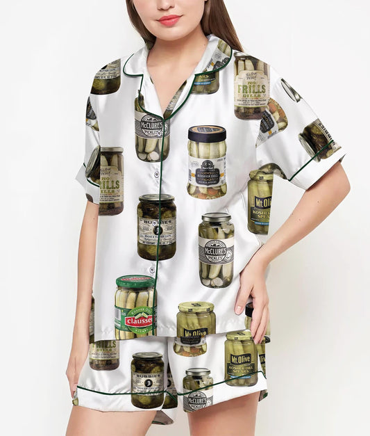 Pickles Pajamas Satin Set, Mother's Day Gift, Gift For Her, Gift For Grandma, Birthday Gift, Pjs For Women, Bridesmaid Giftss