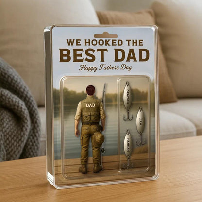 Personalized We Hooked The Best Dad Fishing Acrylic Block Plaque, Father's Day Gift for Daddy, Gift for Husband, Fishing Lover Gifts