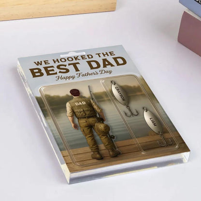 Personalized We Hooked The Best Dad Fishing Acrylic Block Plaque, Father's Day Gift for Daddy, Gift for Husband, Fishing Lover Gifts