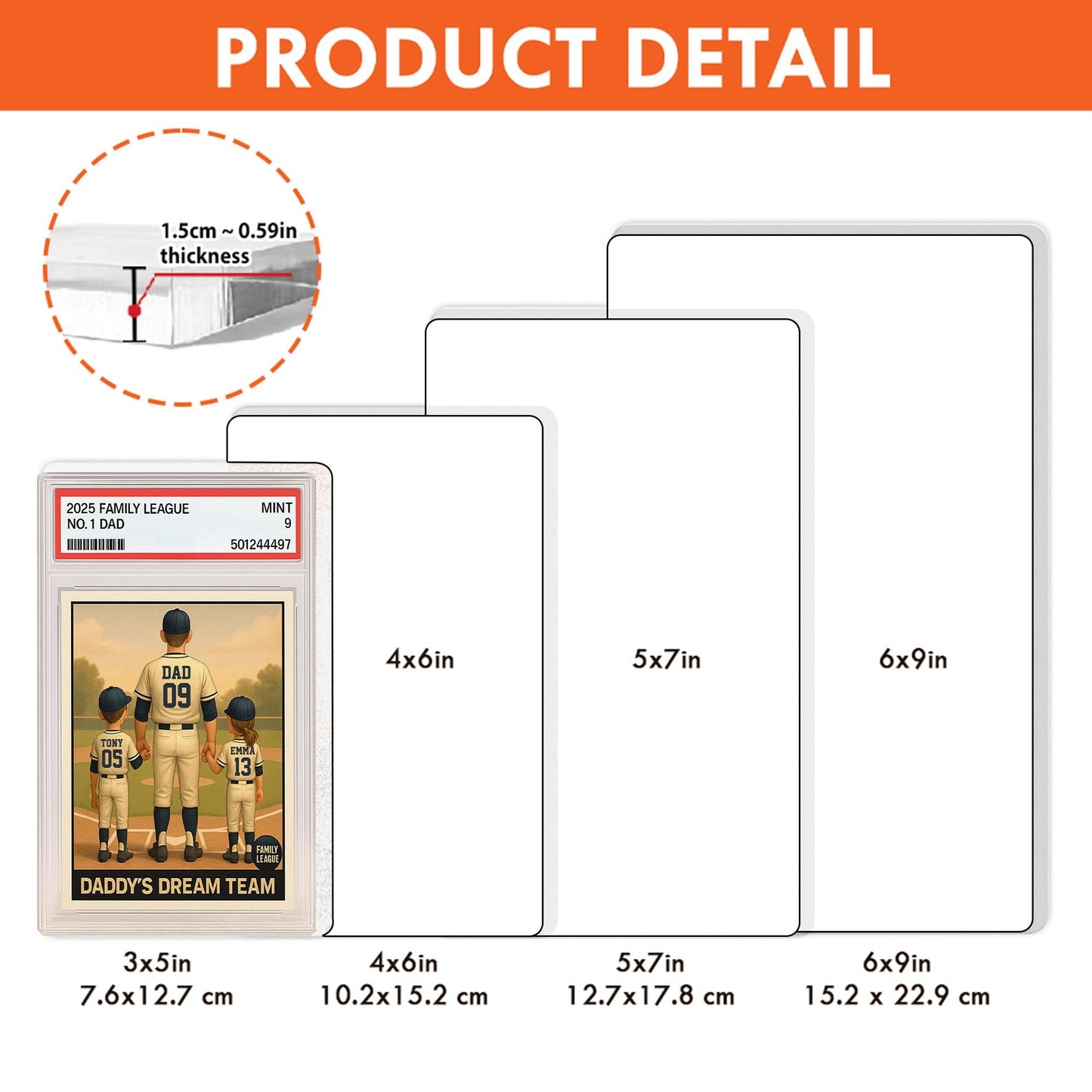 Baseball No.1 Dad Grandpa Man And Kids Trading Card Style Personalized Acrylic Block, Fathers Day Gift For Baseball Dad, Family Plaque Decor